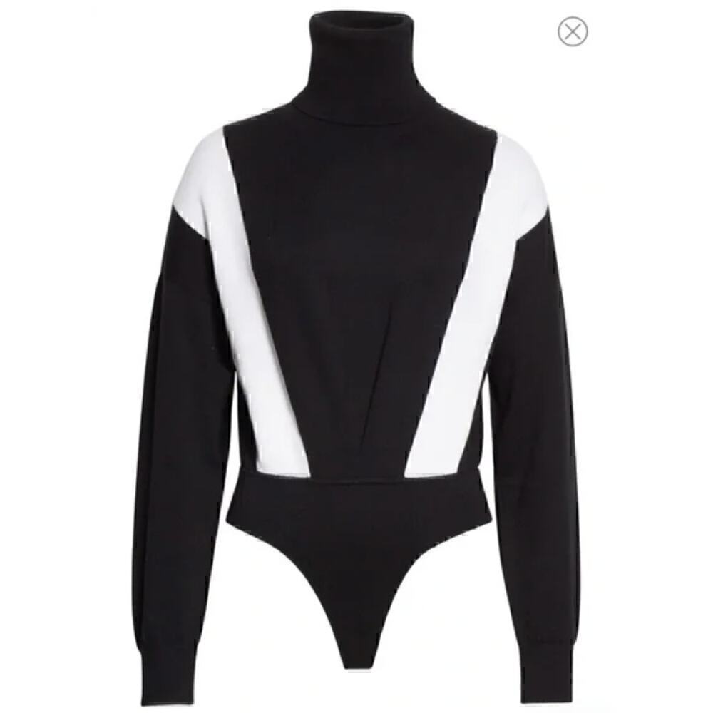 NEW RtA Isla Colorblock Bodysuit Women's Black White Size M